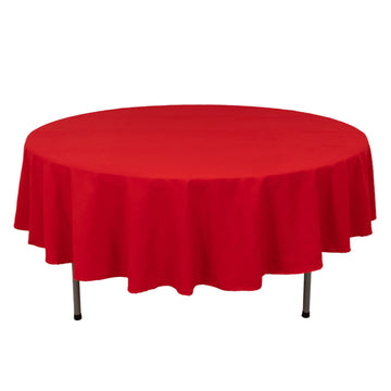 Cotton Blend 90" Round Tablecloth Red - Wrinkle-Resistant Table Cover