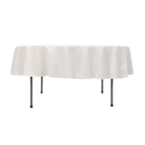 White Seamless Cotton Blend Round Tablecloth - 90inch