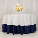 White Seamless Cotton Blend Round Tablecloth - 90inch