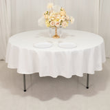 White Seamless Cotton Blend Round Tablecloth - 90inch