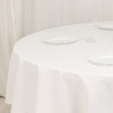 White Seamless Cotton Blend Round Tablecloth - 90inch