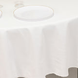 White Seamless Cotton Blend Round Tablecloth - 90inch