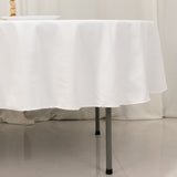 White Seamless Cotton Blend Round Tablecloth - 90inch