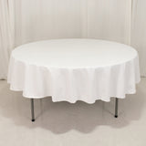 White Seamless Cotton Blend Round Tablecloth - 90inch