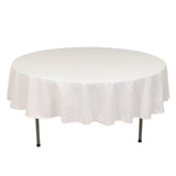 White Seamless Cotton Blend Round Tablecloth - 90inch