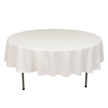 Cotton Blend 90" Round Tablecloth White - Wrinkle-Resistant Design for Versatile Settings