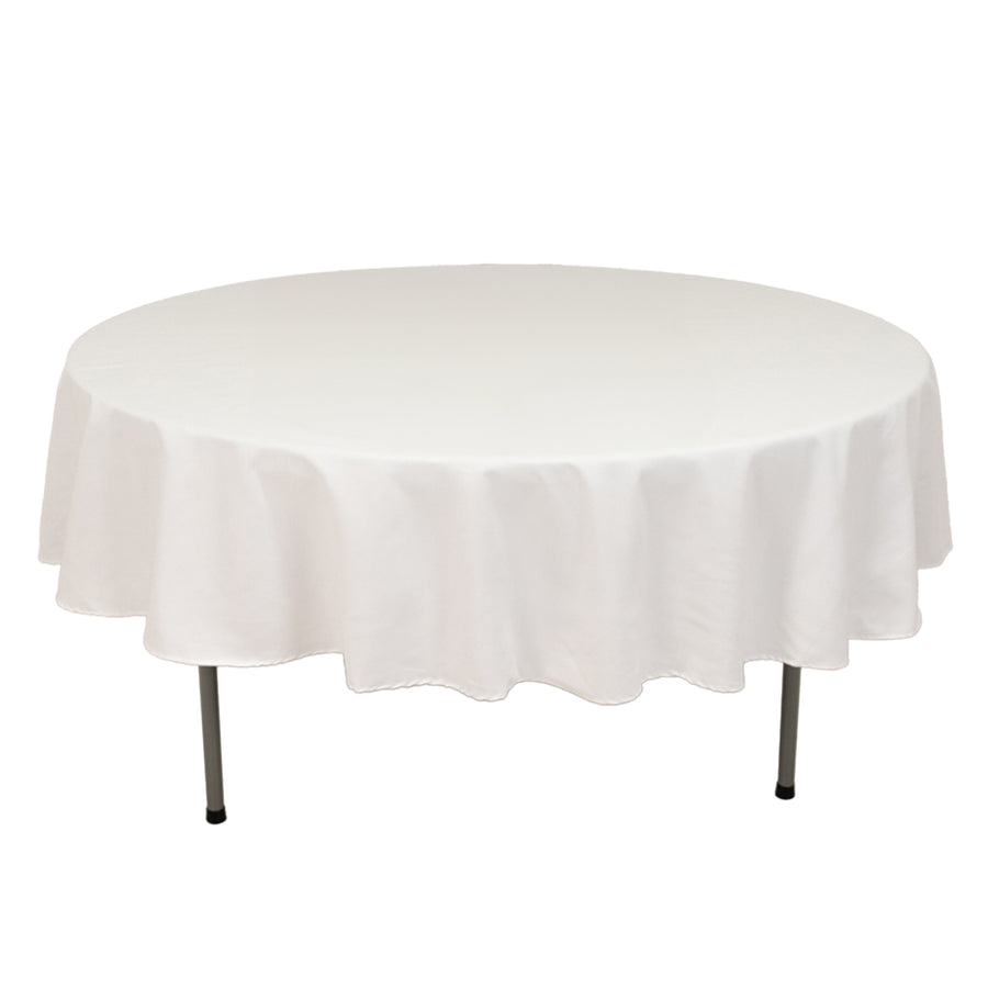 White Seamless Cotton Blend Round Tablecloth - 90inch