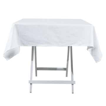 54"x54" White Seamless 100% Cotton Linen Square Tablecloth Washable