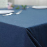 90\"x132\" Premium Dark Blue Faux Denim Polyester Rectangular Tablecloth