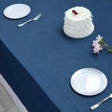 90\"x132\" Premium Dark Blue Faux Denim Polyester Rectangular Tablecloth