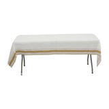 White Airlaid Paper Rectangle Tablecloth with Gold Striped Border#whtbkgd