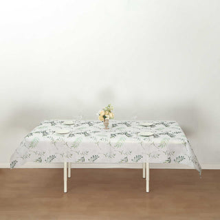Elevate Your Dining Experience with the White Green Non-Woven Rectangular Table Cover
