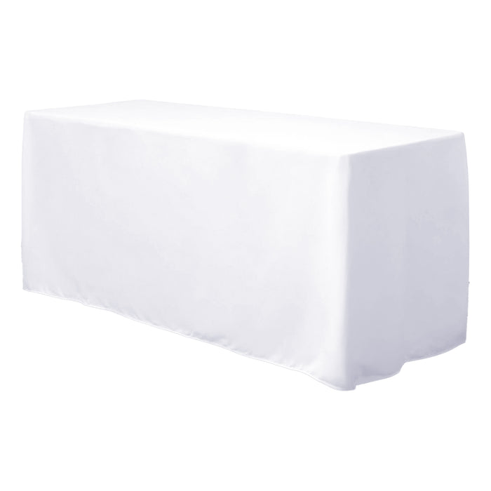 4ft White Fitted Polyester Rectangular Table Cover