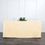 6FT Beige Fitted Polyester Rectangular Table Cover