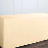 6FT Beige Fitted Polyester Rectangular Table Cover