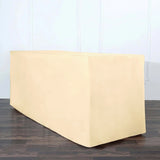 6FT Beige Fitted Polyester Rectangular Table Cover