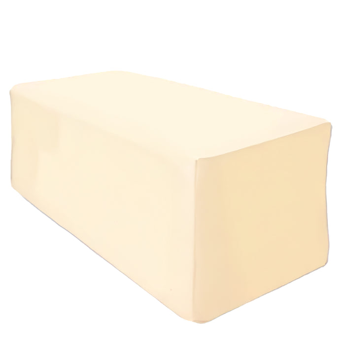 6FT Beige Fitted Polyester Rectangular Table Cover