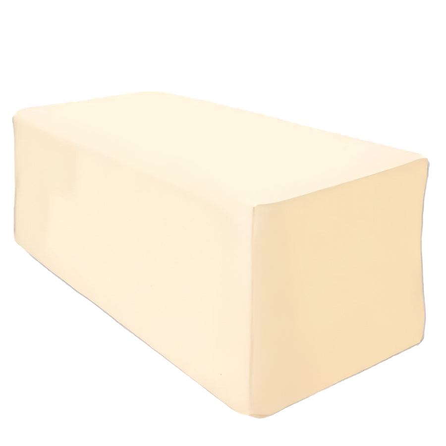 6FT Beige Fitted Polyester Rectangular Table Cover