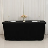 Black Fitted Polyester Rectangle Tablecloth 6ft for Special Size 72x24x30inch Tables