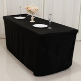 Black Fitted Polyester Rectangle Tablecloth 6ft for Special Size 72x24x30inch Tables