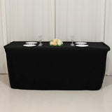 Black Fitted Polyester Rectangle Tablecloth 6ft for Special Size 72x24x30inch Tables