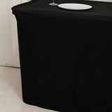 Black Fitted Polyester Rectangle Tablecloth 6ft for Special Size 72x24x30inch Tables