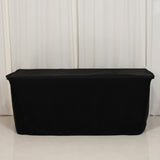 Black Fitted Polyester Rectangle Tablecloth 6ft for Special Size 72x24x30inch Tables