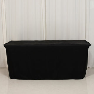 <h3 style="margin-left:0px;"><strong>Durable Black Fitted Polyester Rectangle Tablecloth 6ft</strong>