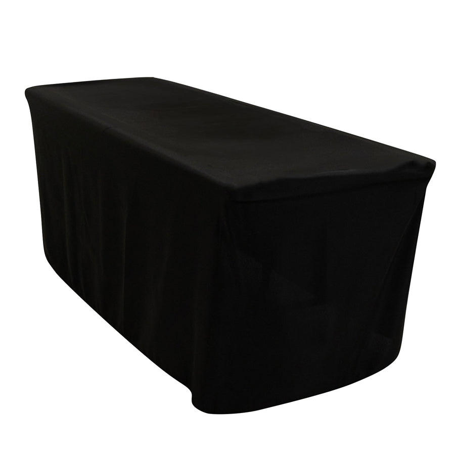 Black Fitted Polyester Rectangle Tablecloth 6ft for Special Size 72x24x30inch Tables