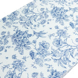 French Toile Fitted Tablecloth 6ft – Blue & White Rectangular Polyester Wrinkle-Resistant