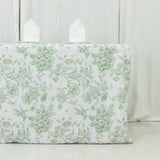 French Toile Fitted Tablecloth 6ft – Dusty Sage Green & White Rectangular Polyester