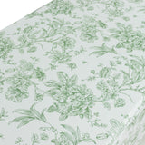 French Toile Fitted Tablecloth 6ft – Dusty Sage Green & White Rectangular Polyester
