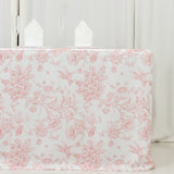 French Toile Fitted Tablecloth 6ft – Pink & White Rectangular Polyester Wrinkle-Resistant