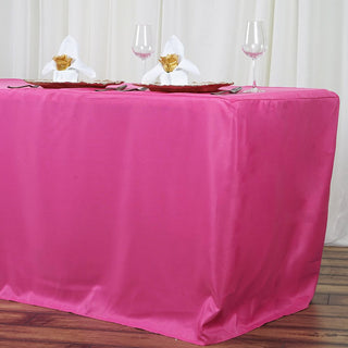 Unleash Your Creativity with the Fuchsia Fitted Polyester Rectangular Table Cover