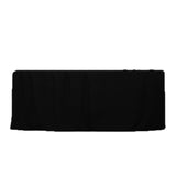 6ft Black Open Back Fitted Polyester Rectangle Tablecloth, Trade Show Table Cover