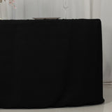 6ft Black Open Back Fitted Polyester Rectangle Tablecloth, Trade Show Table Cover