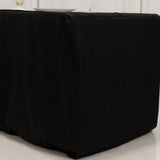 6ft Black Open Back Fitted Polyester Rectangle Tablecloth, Trade Show Table Cover