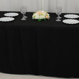 6ft Black Open Back Fitted Polyester Rectangle Tablecloth, Trade Show Table Cover