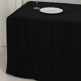 6ft Black Open Back Fitted Polyester Rectangle Tablecloth, Trade Show Table Cover