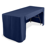 6ft Navy Blue Open Back Fitted Polyester Rectangle Tablecloth, Trade Show Table Cover