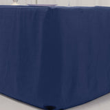 6ft Navy Blue Open Back Fitted Polyester Rectangle Tablecloth, Trade Show Table Cover