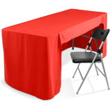 6ft Red Open Back Fitted Polyester Rectangle Tablecloth, Trade Show Table Cover