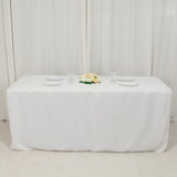 6ft White Open Back Fitted Polyester Rectangle Tablecloth, Trade Show Table Cover