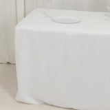 6ft White Open Back Fitted Polyester Rectangle Tablecloth, Trade Show Table Cover