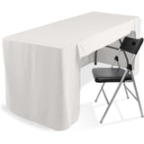 6ft White Open Back Fitted Polyester Rectangle Tablecloth, Trade Show Table Cover