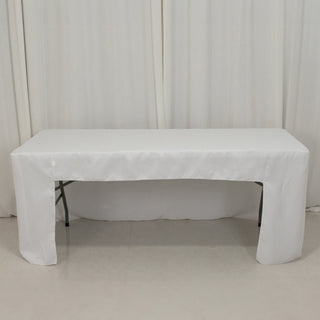 <h3 style="margin-left:0px;"><strong>White Open Back Fitted Rectangular Tablecloth - A Perfect Choice for Trade Shows and Events</strong>