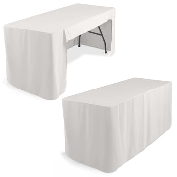 Fitted Polyester 72"x30" Rectangle Tablecloth White with Open Back Design - Easy to Maintain and Wrinkle-Resistant Table Cover for Trade Shows & Displays