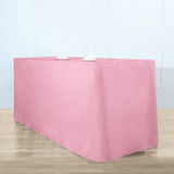 Pink Fitted Polyester Rectangle Tablecloth 6ft Table Cover For 72x30inch Tables