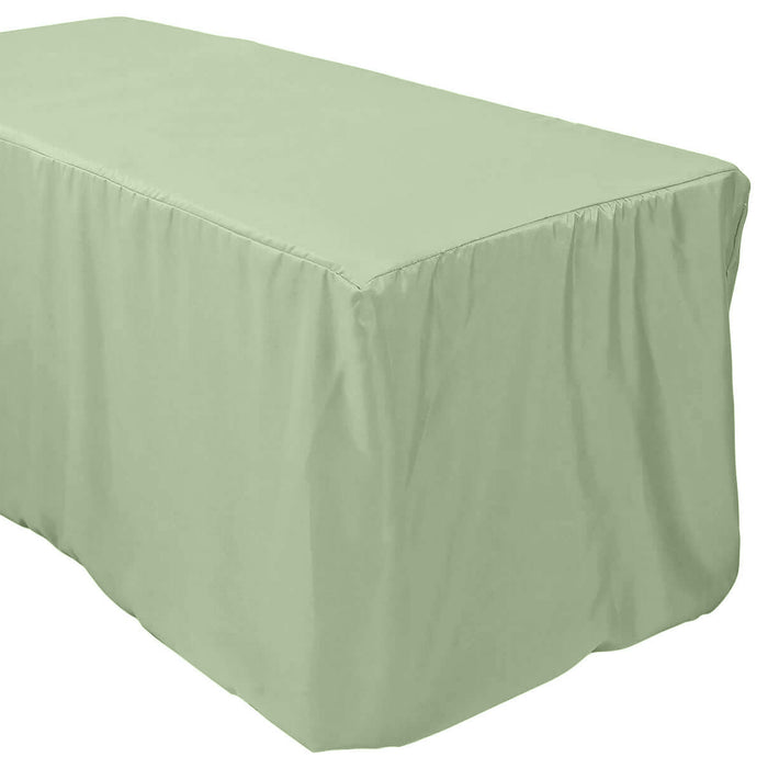 6FT Sage Green Fitted Polyester Rectangular Table Cover