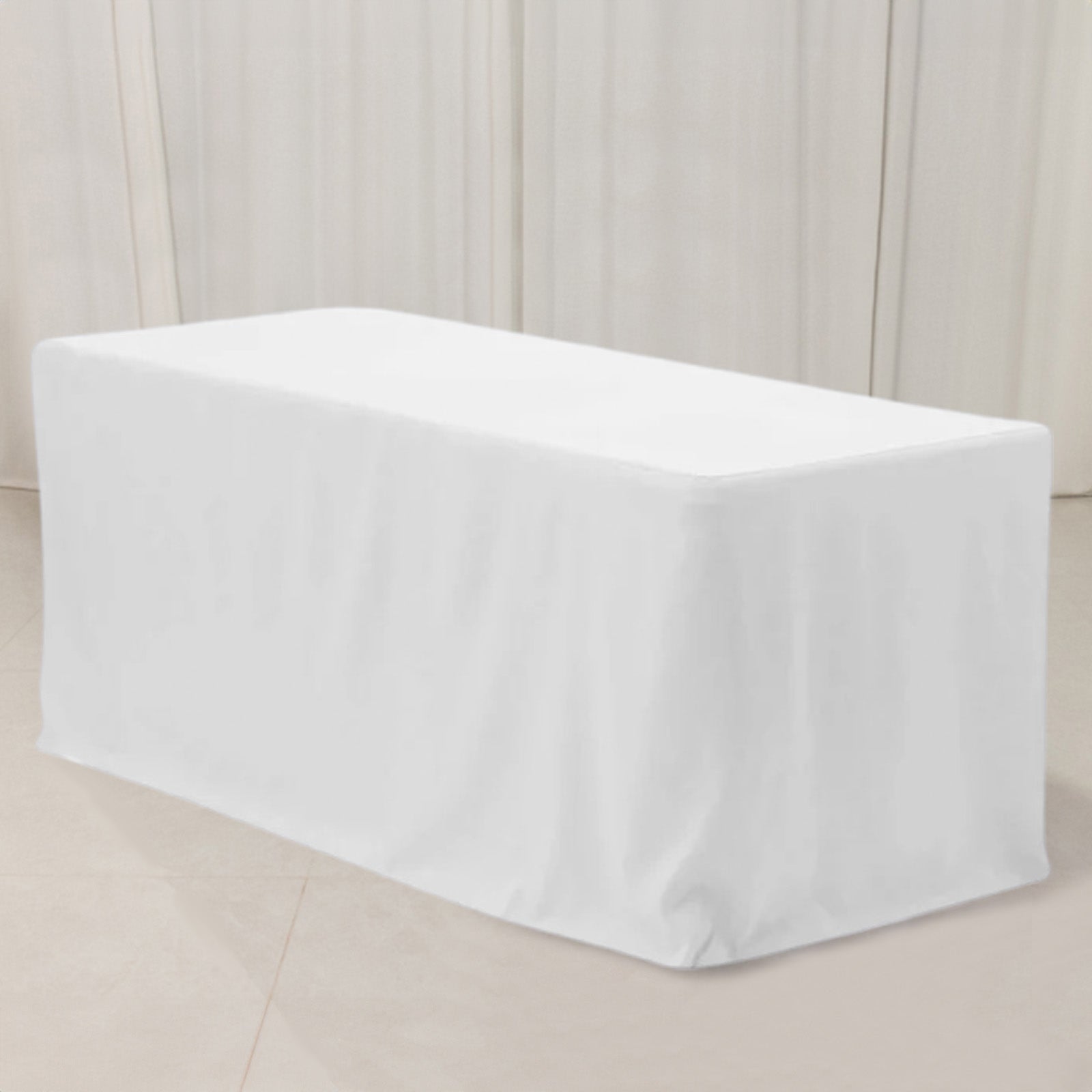 Fitted Polyester 72"x30" Rectangle Tablecloth White - Durable and Easy to Maintain Table Cover for Weddings & Banquets